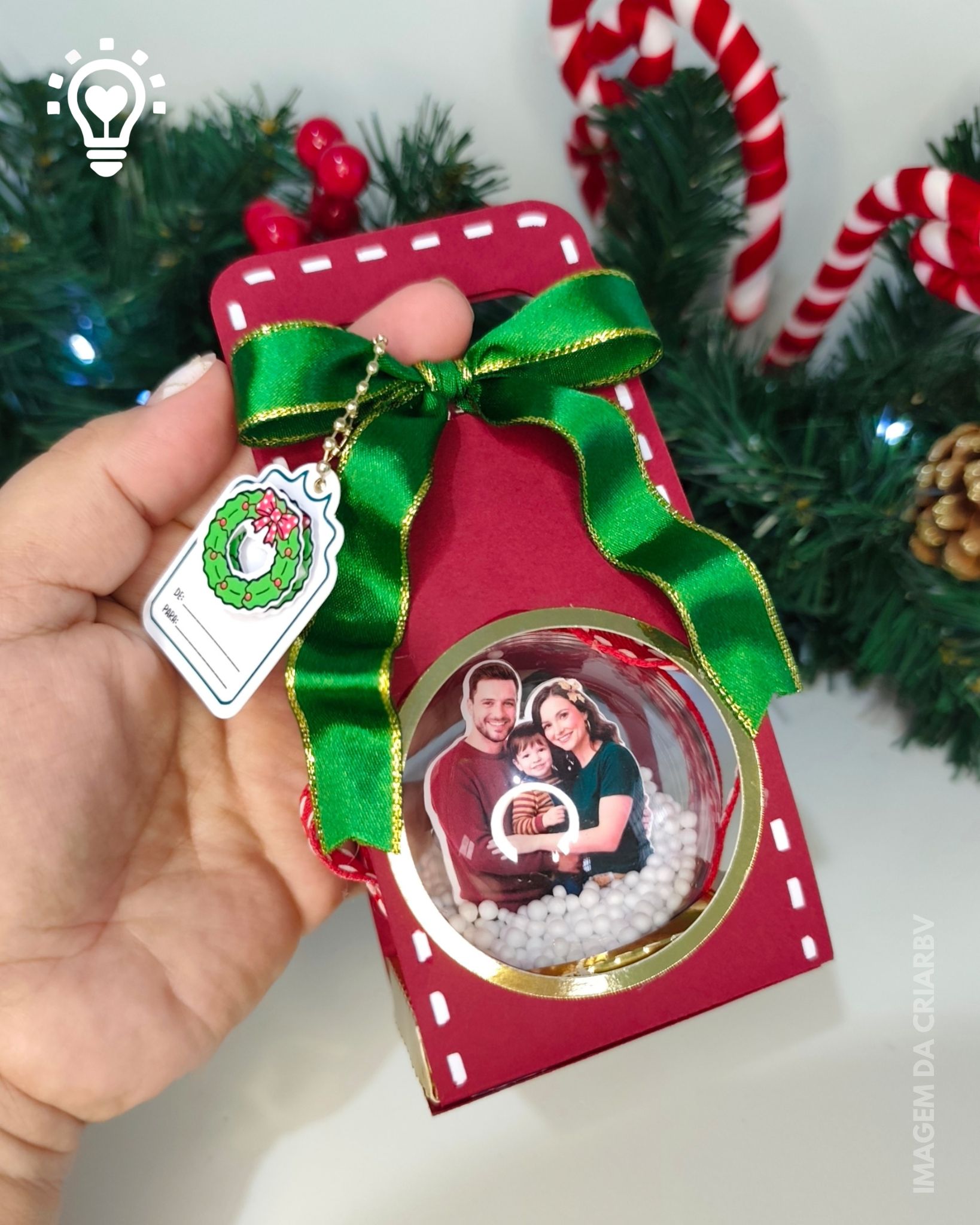 SACOLINHA BOLA ACRÍLICA ARQUIVO DE CORTE SUPORTE PARA BOLA ACRÍLICA NATALINA - Imagem 1