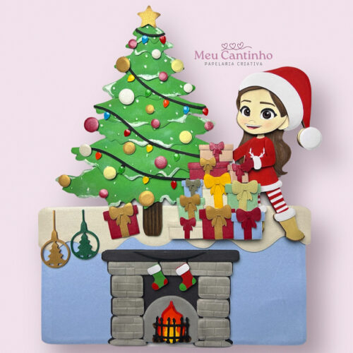 Arquivo de corte Topo de Bolo Natalino Pilha de presentes em camadas