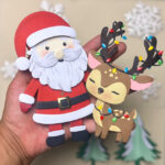 Arquivo de corte Topo de Bolo Papai Noel e rena em camadas