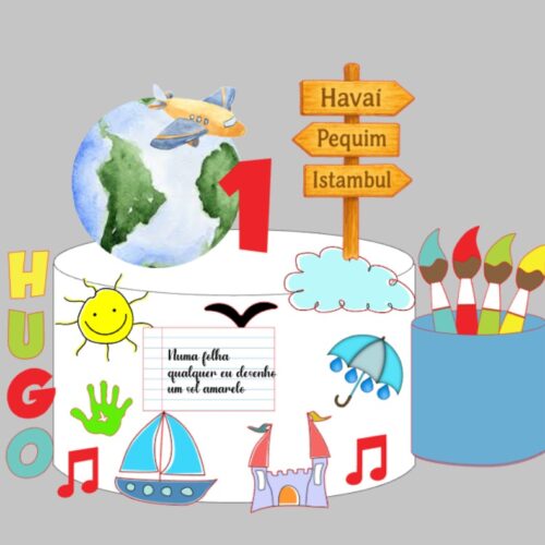 Arquivo de Corte Topo de Bolo Aquarela