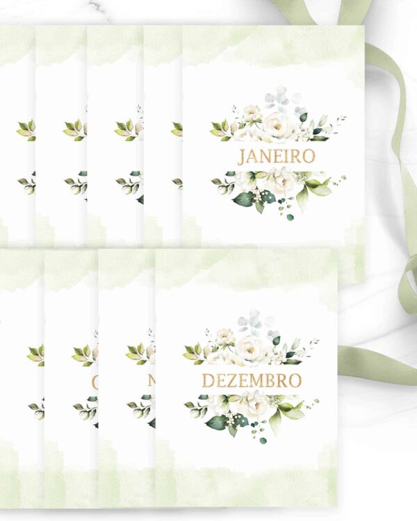 Combo 6 Agendas 2026 e Permanente Floral Rosas Brancas- Arquivo Digital - Imagem 10
