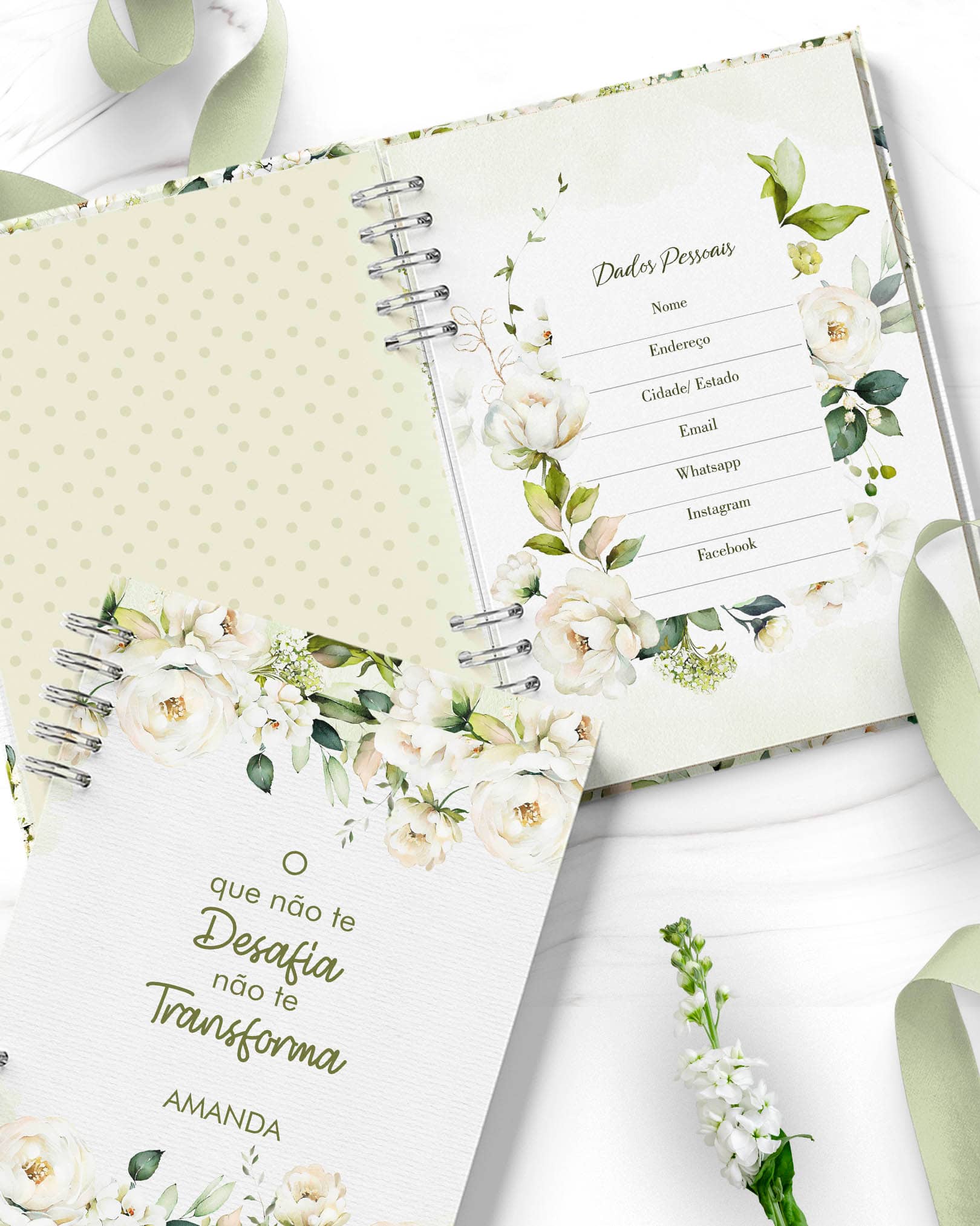 Combo 6 Agendas 2026 e Permanente Floral Rosas Brancas- Arquivo Digital - Imagem 8