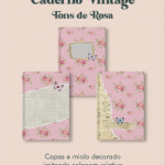 Caderno Vintage Tons de Rosa Costura