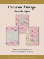 Caderno Vintage Tons de Rosa Costura