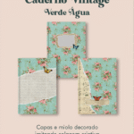 Caderno Vintage Verde Água Costura