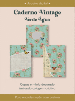 Caderno Vintage Verde Água Costura