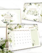 Arquivo Kit Calendários de Mesa 2026 A5 A6 e Calendário Marca Página Coleção Rosas Brancas - Imagem 3