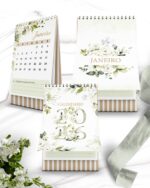 Arquivo Kit Calendários de Mesa 2026 A5 A6 e Calendário Marca Página Coleção Rosas Brancas - Imagem 2
