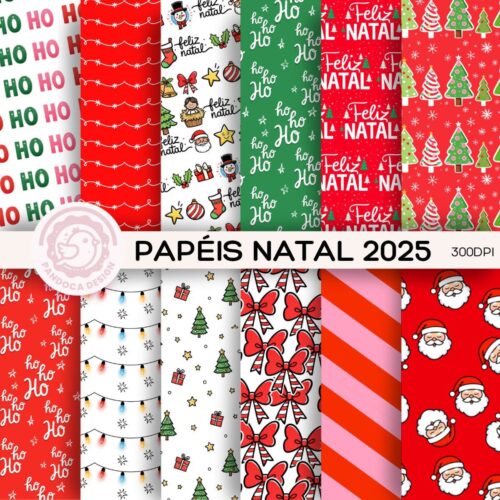 Kit Digital Papéis Estampados Natal