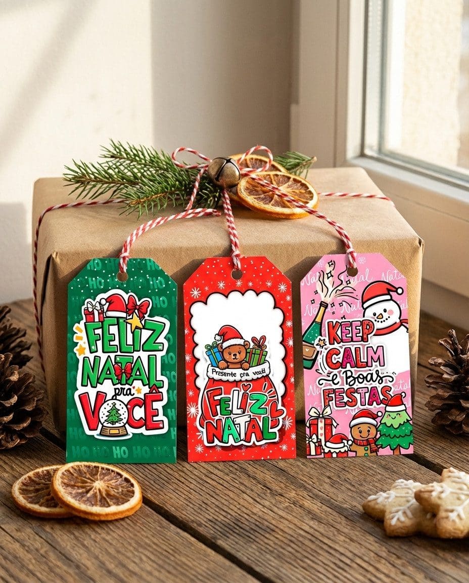 Artes Digitais de Tags de Natal – Artes prontas pra imprimir - Imagem 2