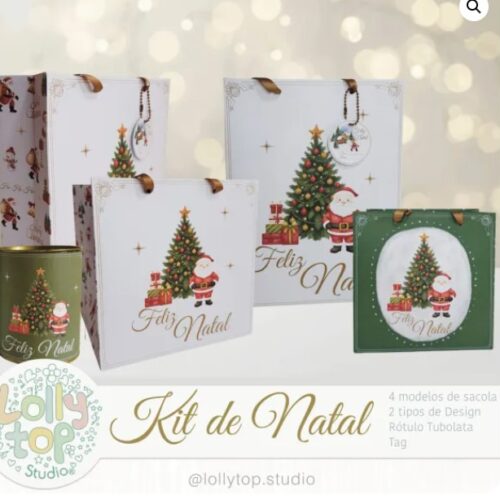 Kit Digital Sacolas, Tags e Rótulos - Coleção Vila de Natal