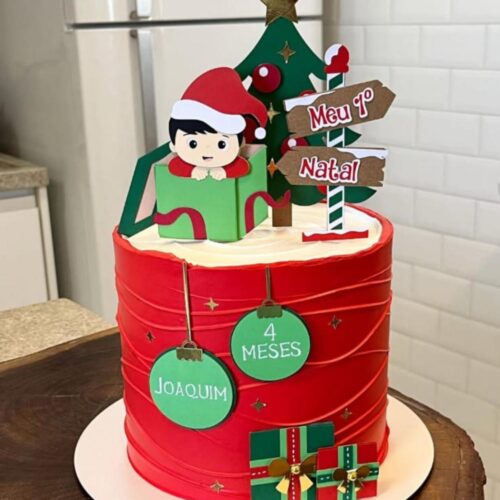 Arquivo de Corte Topo de Bolo Meu Primeiro Natal menino na caixa