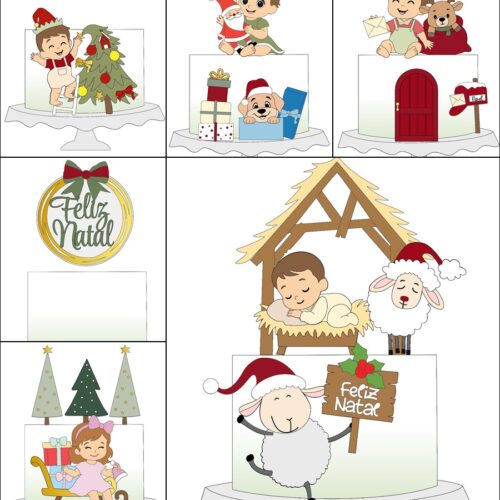 Kit 10 Topos de Bolo Natal - arquivo digital