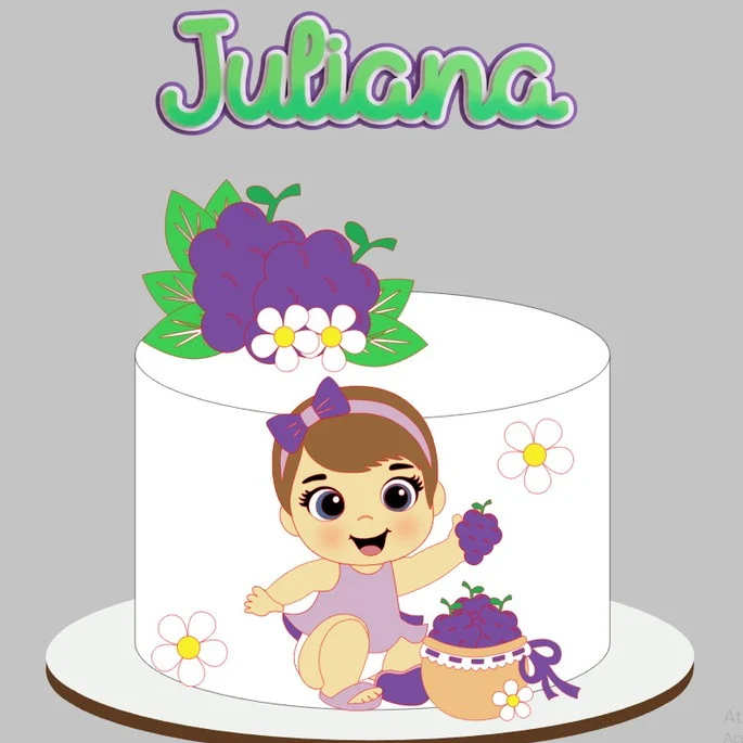 topo uva bebe Arquivo de Corte Topo de Bolo Bebê Uvinha - Imagem 1