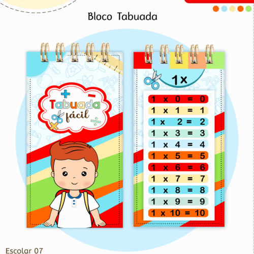 Volta as Aulas - BLOCO TABUADA ENCADERNADA MENINO
