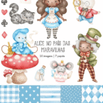Kit Digital Alice no País das Maravilhas Negra
