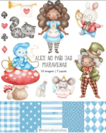 Kit Digital Alice no País das Maravilhas Negra