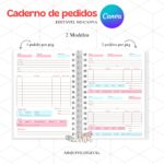 Caderno de Pedidos e Financeiro - EDITÁVEL no Canva - Arquivo digital