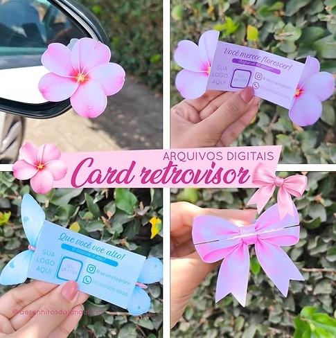 Cards para retrovisor ( flor, laço e borboletas )