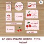 Kit Digital Etiquetas Escolares - Cereja