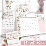 Arquivo Kit Calendários 2026 Coleção Floral Rosa