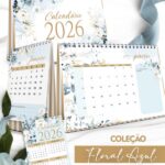 Arquivo Kit Calendários 2026 Coleção Floral Azul
