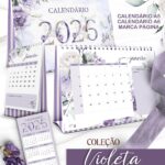 Arquivo Kit Calendários de Mesa 2026 A5 A6 e Calendário Marca Página Coleção Violeta
