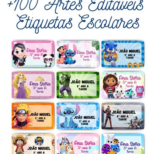 Etiquetas Escolares Editáveis