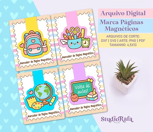 Marcadores de Páginas Magnéticos - Volta às aulas #1 (arquivo digital)