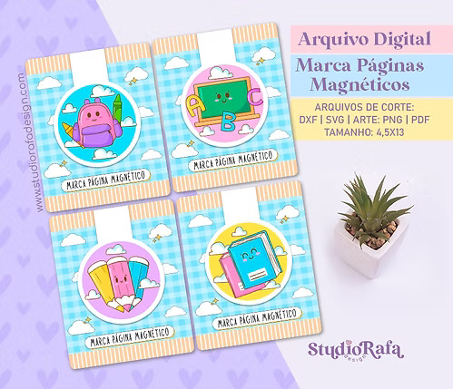 Marcadores de Páginas Magnéticos - Volta às aulas #2 (arquivo digital)