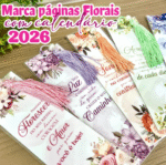 Marca Páginas Florais com Calendário 2026