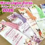 Marca Páginas Florais com Calendário 2026
