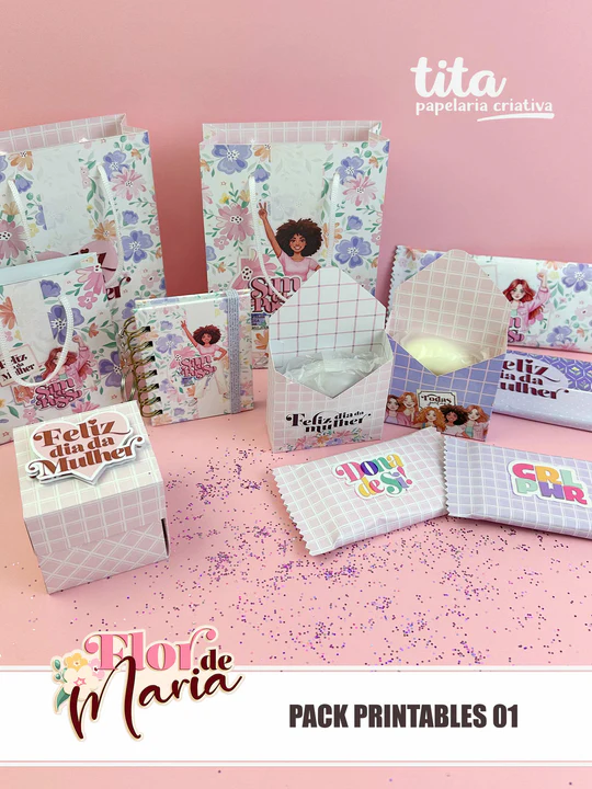 previewP1_2bfd85d4-9a9a-4e43-addc-ce4d96cfaec9_540x Flor de Maria - Pack Printables 01 - Dia das Mulheres - Imagem 1