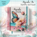Agenda A5 Butterfl and Flower (Miolo Datado + Miolo Permanente)