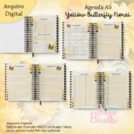 Agenda A5 Coleção Yellow Butterfly Floral (Miolo Datado + Miolo Permanente) 2DPP - Imagem 4