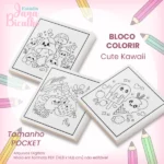 Bloco Pocket para Colorir 14,8×14,8cm Cute Kawaii - Imagem 2