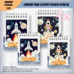 Caderno Para Colorir Foguete Espacial – COLEGIAL e A5 - Imagem 3