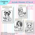 Caderno A5 Para Colorir Coleção Meninas Stitch IA - Imagem 2