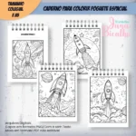 Caderno Para Colorir Foguete Espacial – COLEGIAL e A5 - Imagem 2