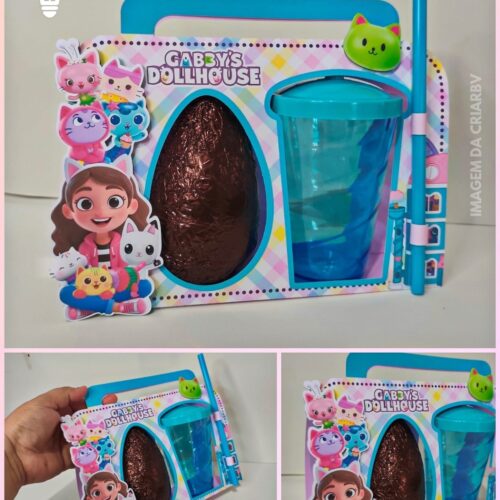 ARQUIVO DE CORTE PORTA OVOS DE PÁSCOA E COPO TWISTER A CASA MÁGICA DA GABBY