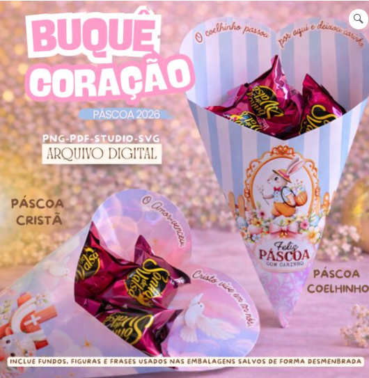 ARQUIVO DIG. BUQUE GIGANTE CORAÇÃO ARQUIVO DIGITAL – BUQUÊ CORAÇÃO PÁSCOA 2026 - Imagem 1