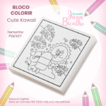 Bloco Pocket para Colorir 14,8×14,8cm Cute Kawaii