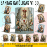 ESTAMPAS SANTAS CATÓLICAS V1 3D CANECAS