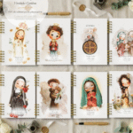 COMBO Arquivo digital Caderno A5 Católico+ 8 capas e miolo com versículos católicos