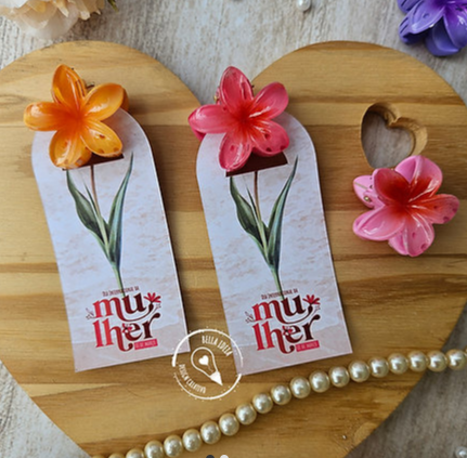 Cartão Prendedor de Cabelo - Arquivo Dia da Mulher