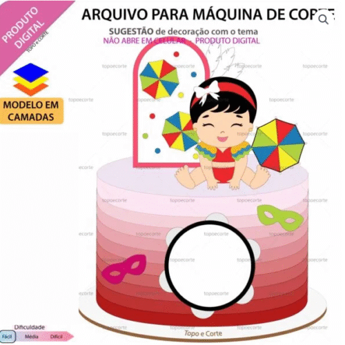 Arquivo de Corte Topo de Bolo Carnaval