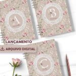 Arquivo 26 Capas Alfabeto A a Z e Miolo Pautado Coleção Rosas do Jardim