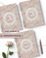 Arquivo 26 Capas Alfabeto A a Z e Miolo Pautado Coleção Rosas do Jardim