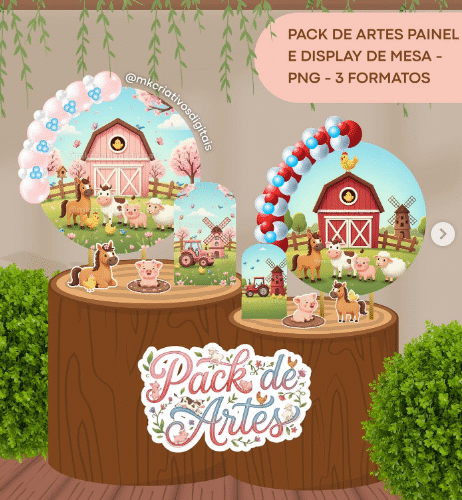 Arte Painel e Displey de Mesa Fazendinha