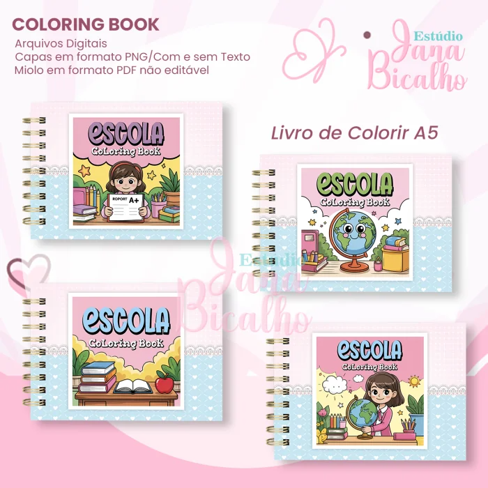 Livro A5 de Colorir Horizontal Escola Livro A5 de Colorir Horizontal Escola - Imagem 1